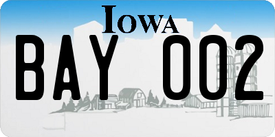 IA license plate BAY002