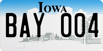 IA license plate BAY004