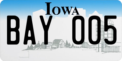 IA license plate BAY005