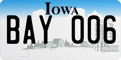 IA license plate BAY006