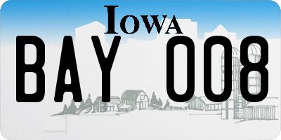 IA license plate BAY008