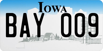 IA license plate BAY009