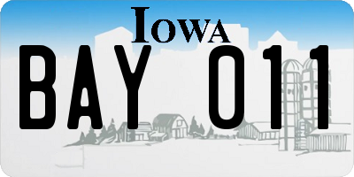 IA license plate BAY011