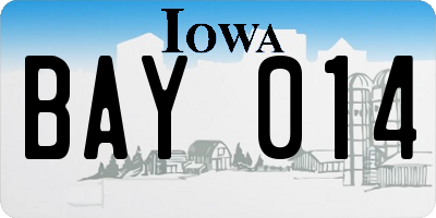 IA license plate BAY014