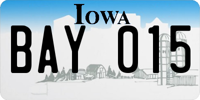 IA license plate BAY015