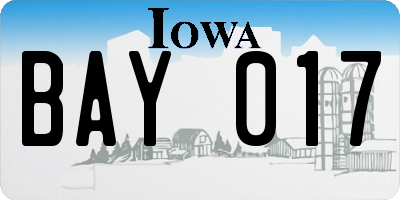 IA license plate BAY017
