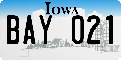 IA license plate BAY021