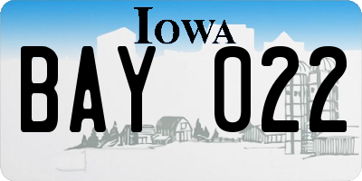 IA license plate BAY022