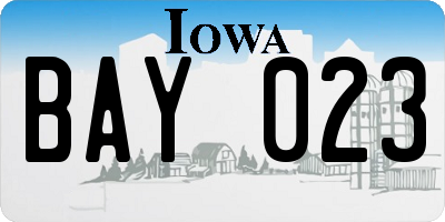 IA license plate BAY023