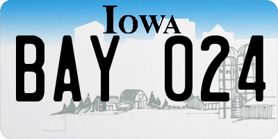 IA license plate BAY024