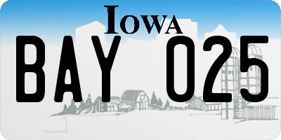 IA license plate BAY025
