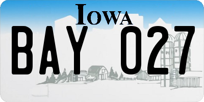 IA license plate BAY027