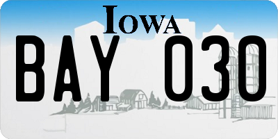 IA license plate BAY030