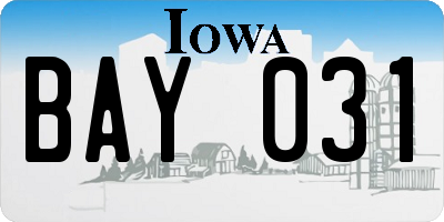 IA license plate BAY031
