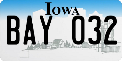 IA license plate BAY032