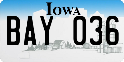 IA license plate BAY036