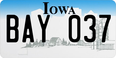 IA license plate BAY037