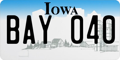 IA license plate BAY040