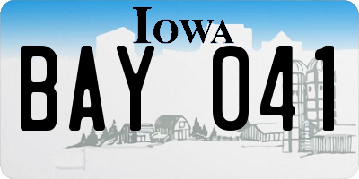 IA license plate BAY041