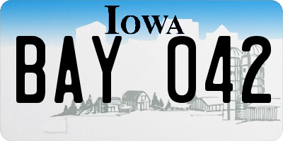 IA license plate BAY042