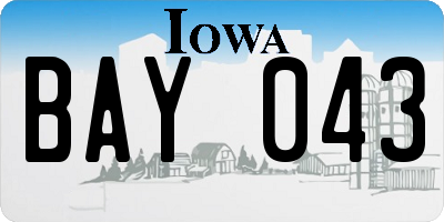 IA license plate BAY043