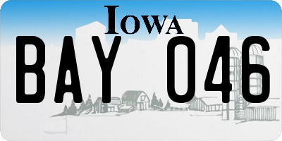 IA license plate BAY046