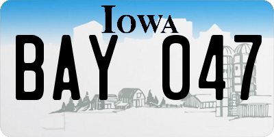 IA license plate BAY047
