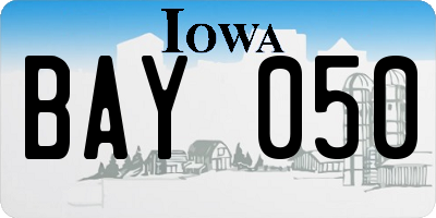 IA license plate BAY050