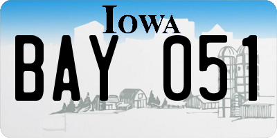 IA license plate BAY051