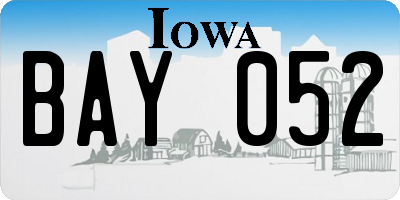 IA license plate BAY052
