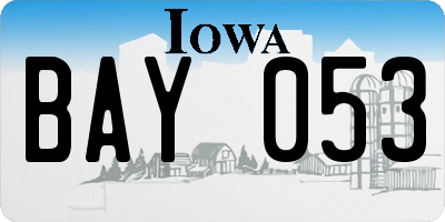 IA license plate BAY053