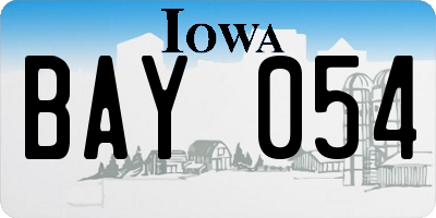 IA license plate BAY054