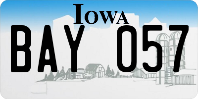 IA license plate BAY057