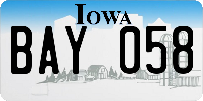 IA license plate BAY058