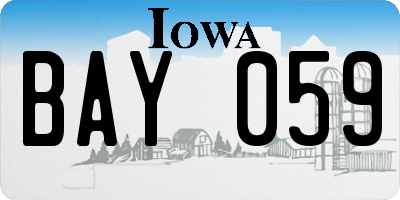 IA license plate BAY059