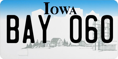 IA license plate BAY060