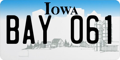 IA license plate BAY061