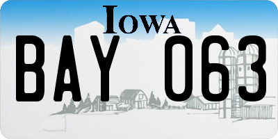 IA license plate BAY063