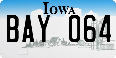 IA license plate BAY064
