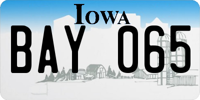 IA license plate BAY065