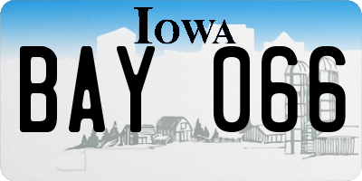 IA license plate BAY066