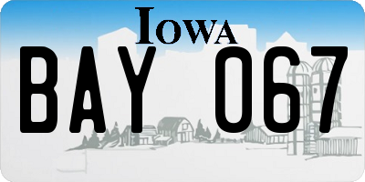 IA license plate BAY067