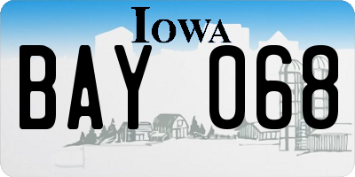 IA license plate BAY068