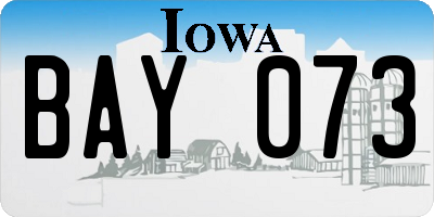 IA license plate BAY073