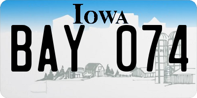 IA license plate BAY074