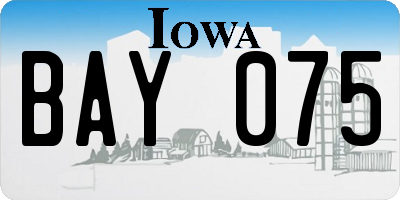 IA license plate BAY075
