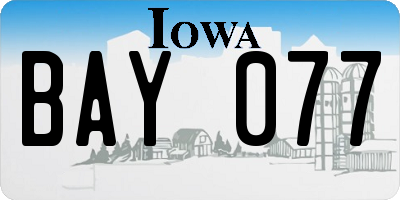 IA license plate BAY077