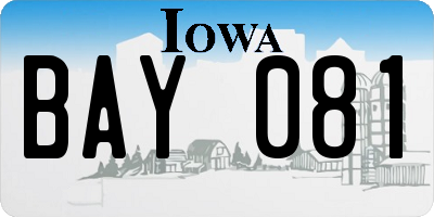 IA license plate BAY081