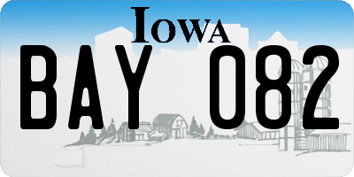 IA license plate BAY082