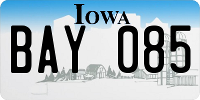 IA license plate BAY085